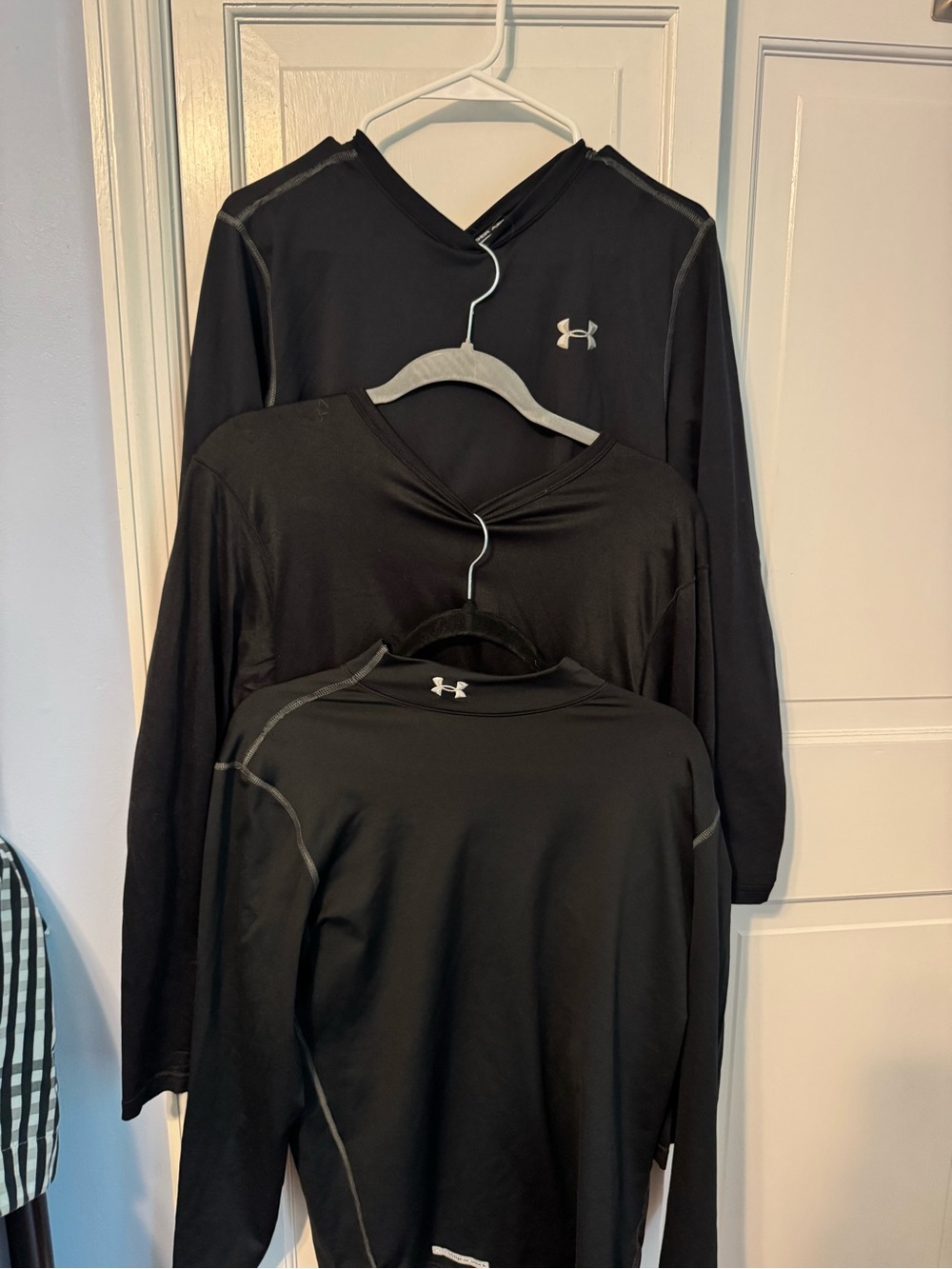 BUNDLE of 3!! Under Armour ColdGear Duofold Mens Black Long Sleeve performance. - Picture 4 of 13